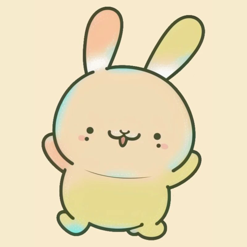 Kawaii mignon lapin dansant heureux