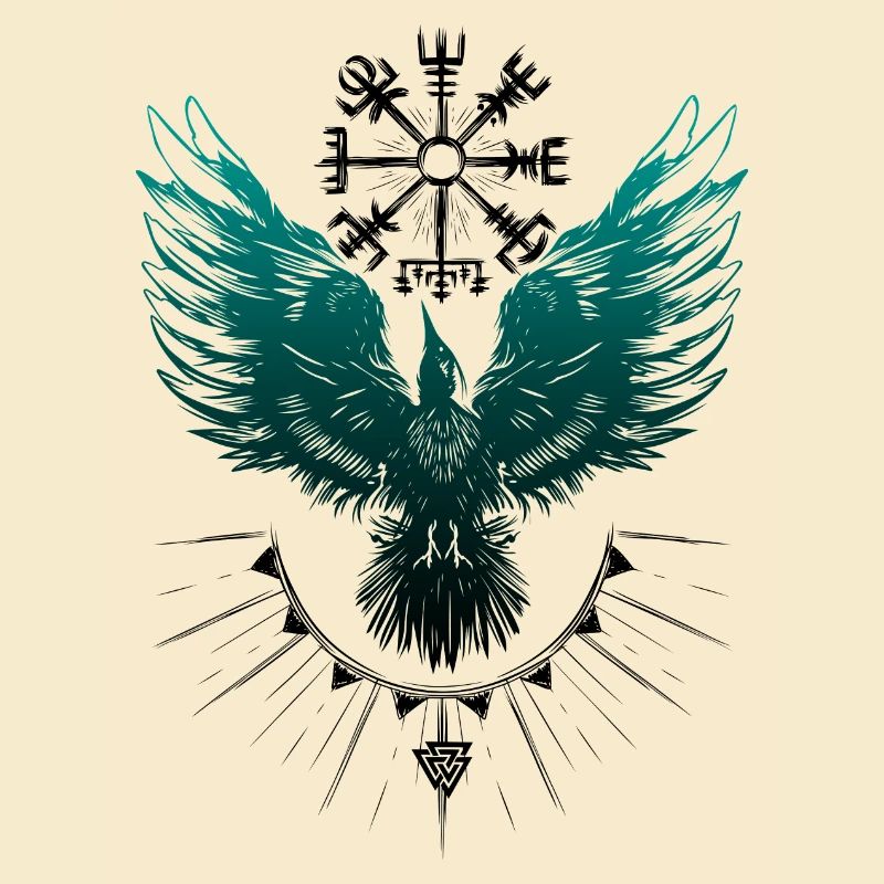 Viking Raven Vegvisir Valknut