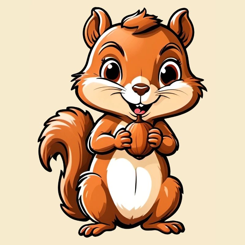 Niedliches Cartoon-Eichhörnchen mit Eichel