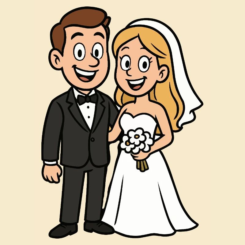 Bande dessinée de mariage couple de mariés