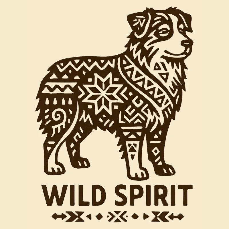 Australian Shepherd Wild Tribal Dog