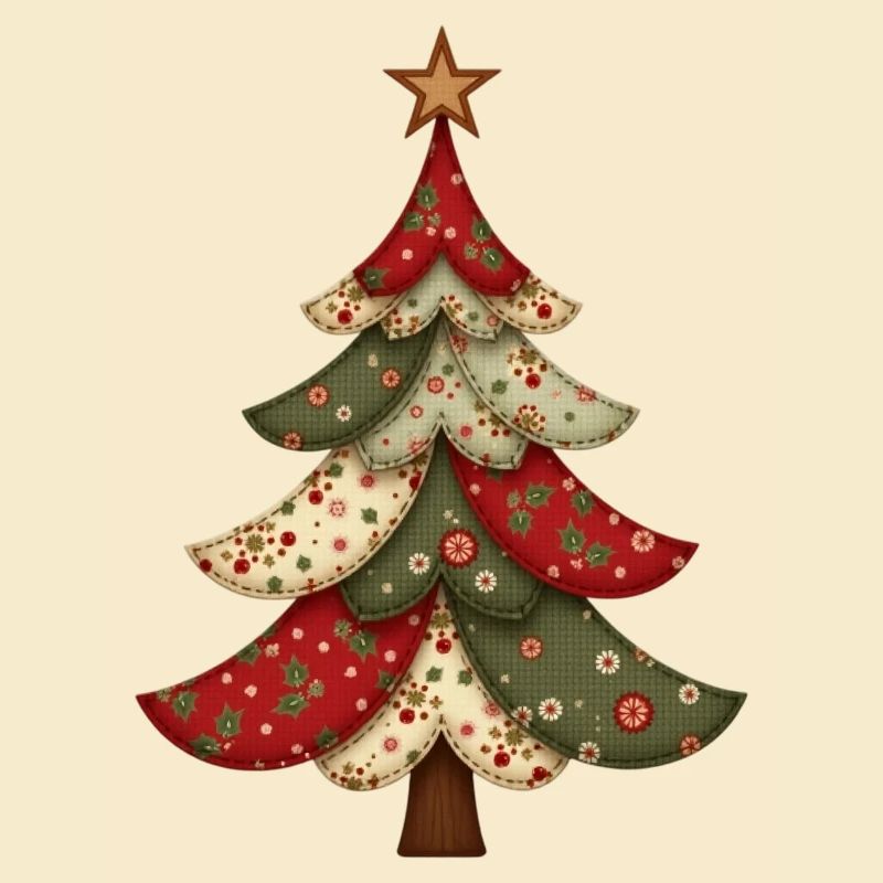 Vintage Patchwork Weihnachtsbaum – Gemütliches Qui
