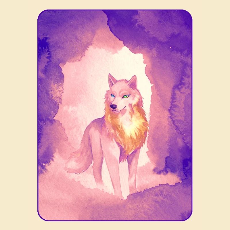 Loup blanc à l’aquarelle 2 (violet)