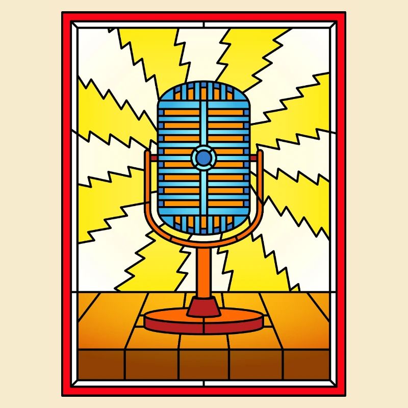 Retro Microphone Lightning Burst