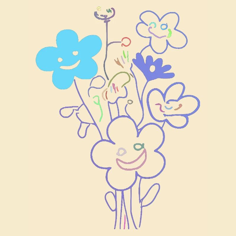 Fleurs joyeuses au trait néon