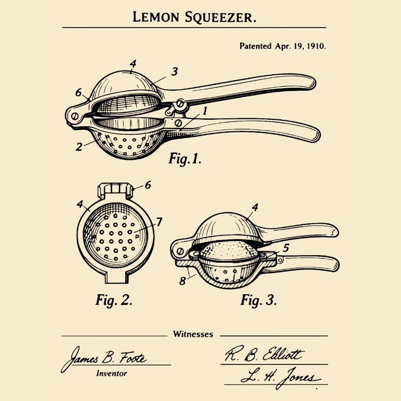 T-shirt décor culinaire Lemon Squeezer Imprimé Breveté