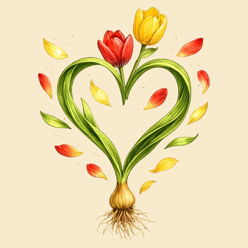 Tulip heart with visible bulb