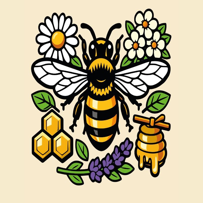 Bee and wildflowers