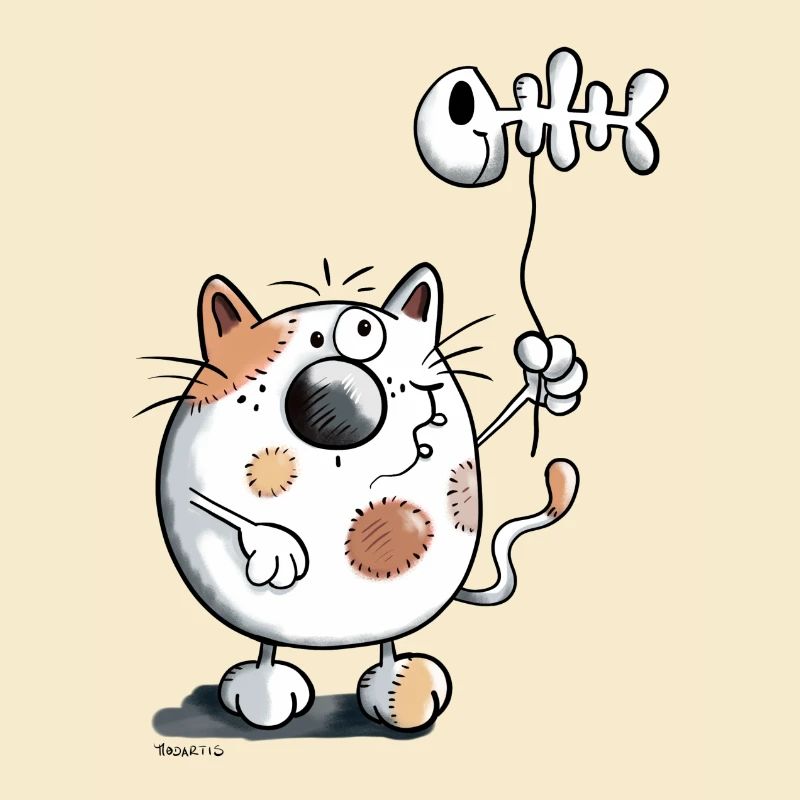 Chat avec un ballon de poisson