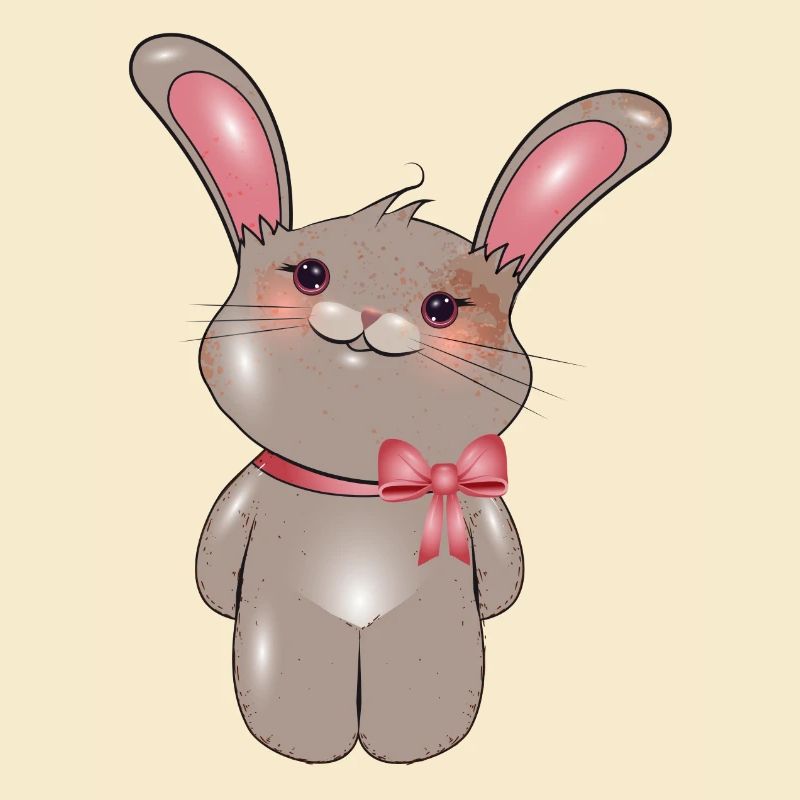 Lapin mignon avec arc dans le style comique