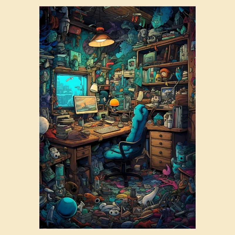 Wohnraum eines Computer Nerds