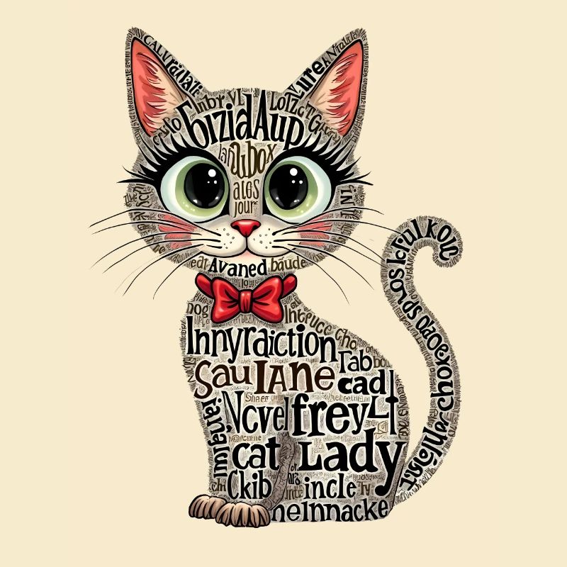 KATZENDAME, TEXTKUNST, TYPOGRAFIE