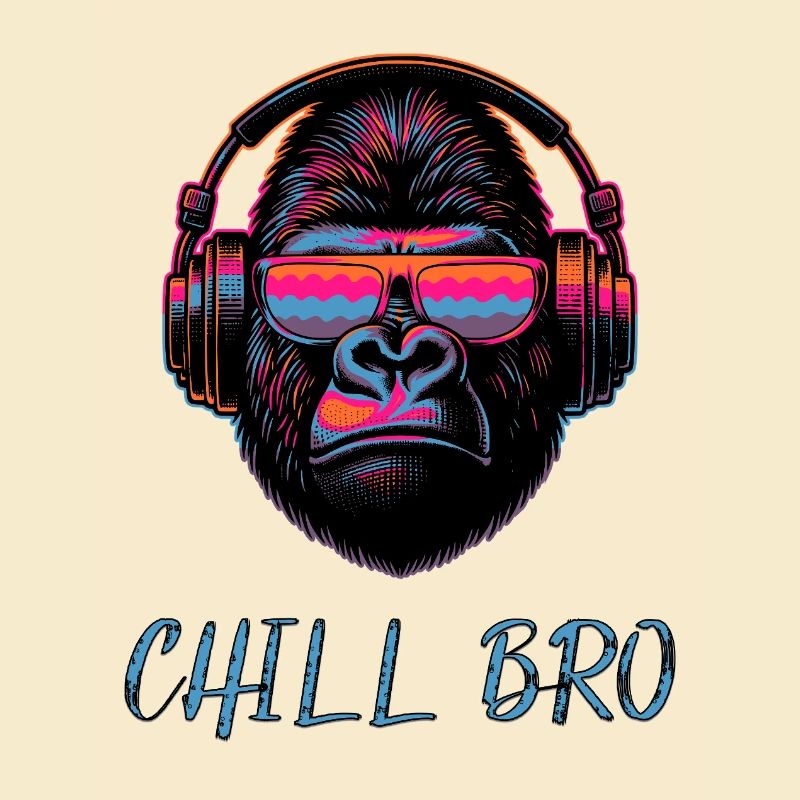 CHILL BRO - Cooler Affe mit Sonnenbrille Kopfhörer