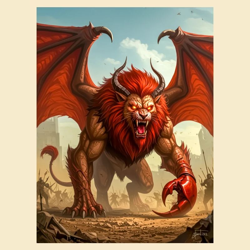 Manticore, prédateur du désert à corps de lion