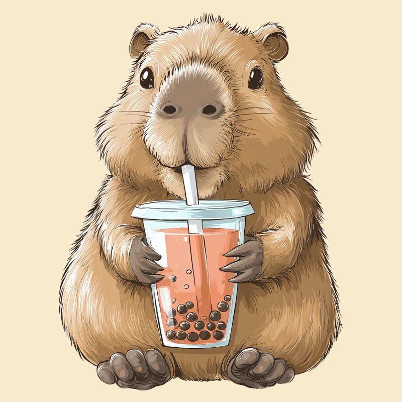Süßes Anime Capybara Bubble Tea Boba Tea 