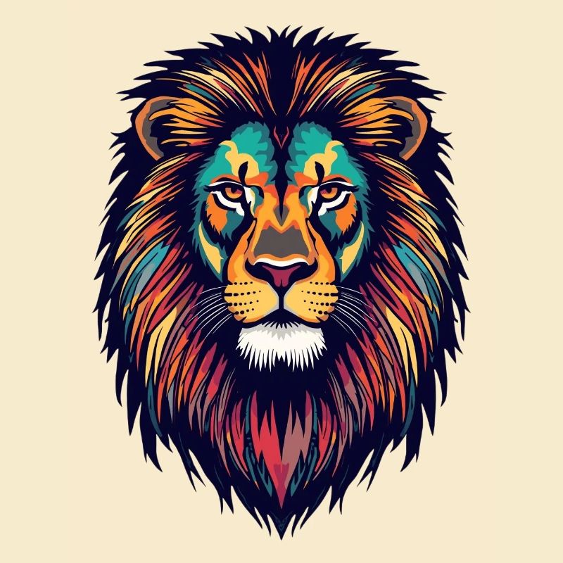 Explosion de couleur de lion brillant