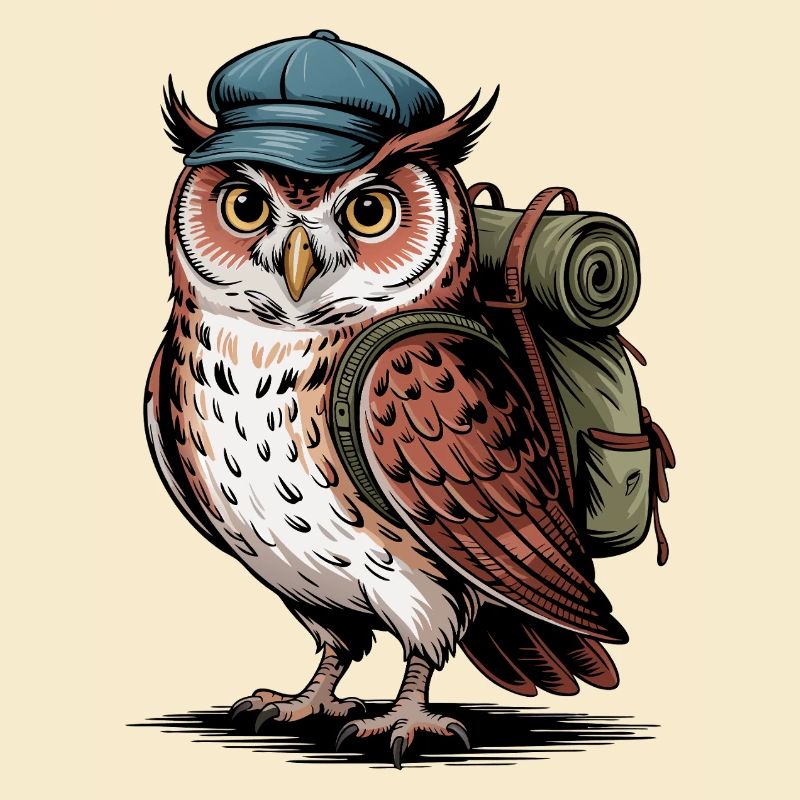 Wandering owl with backpack