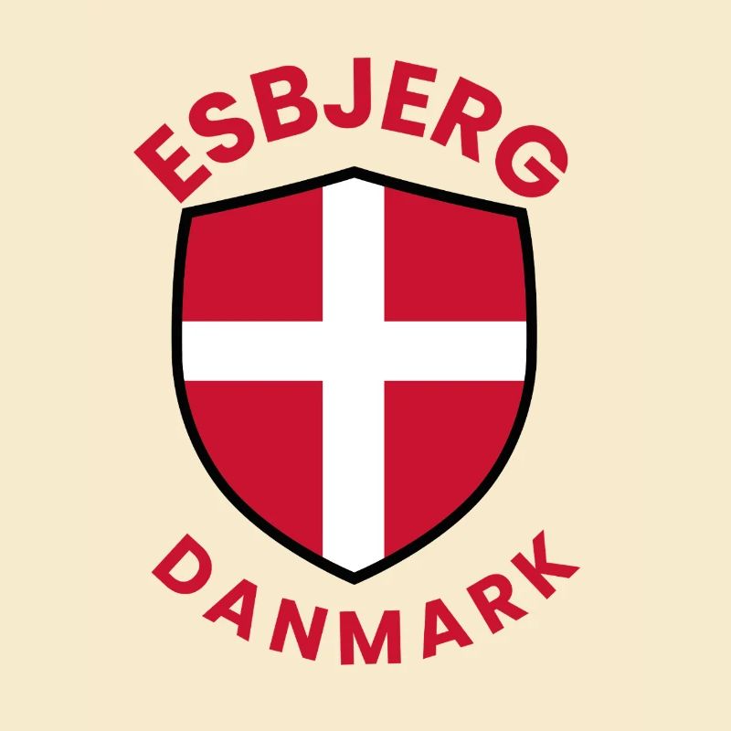 Esbjerg Denmark Shield with Danish flag