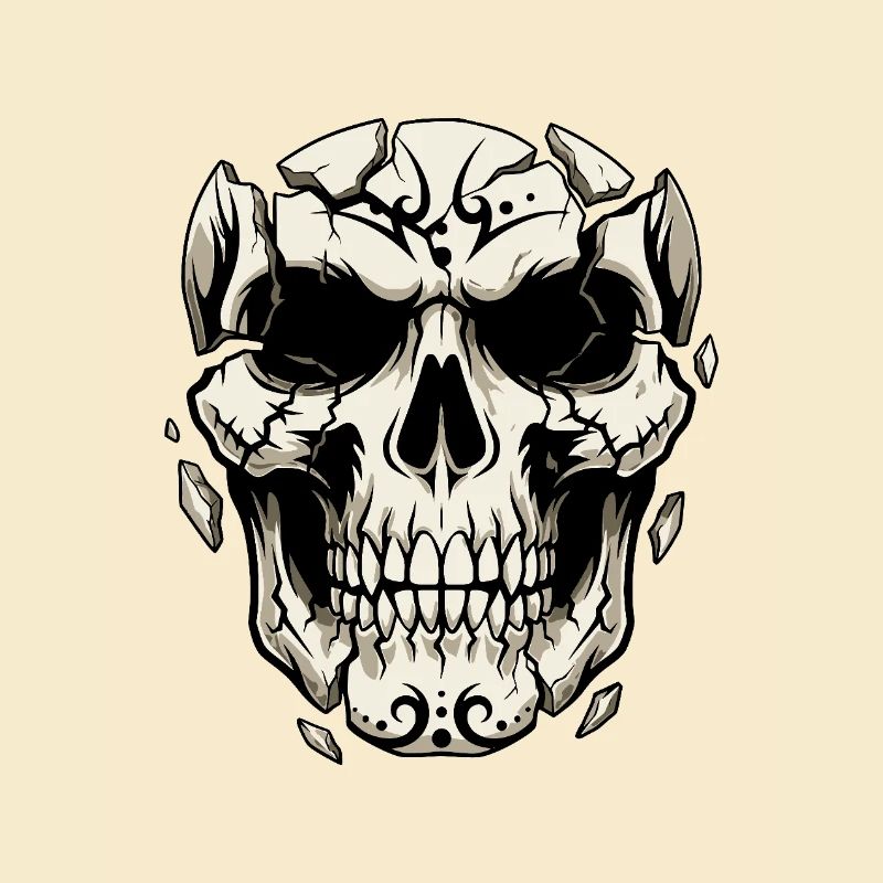 Splitternder Schädel – Gothic Grafik