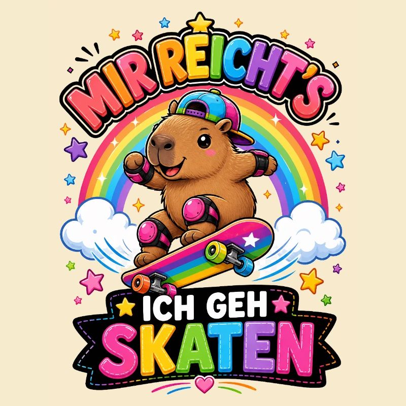 Skate Capybara Regenbogen