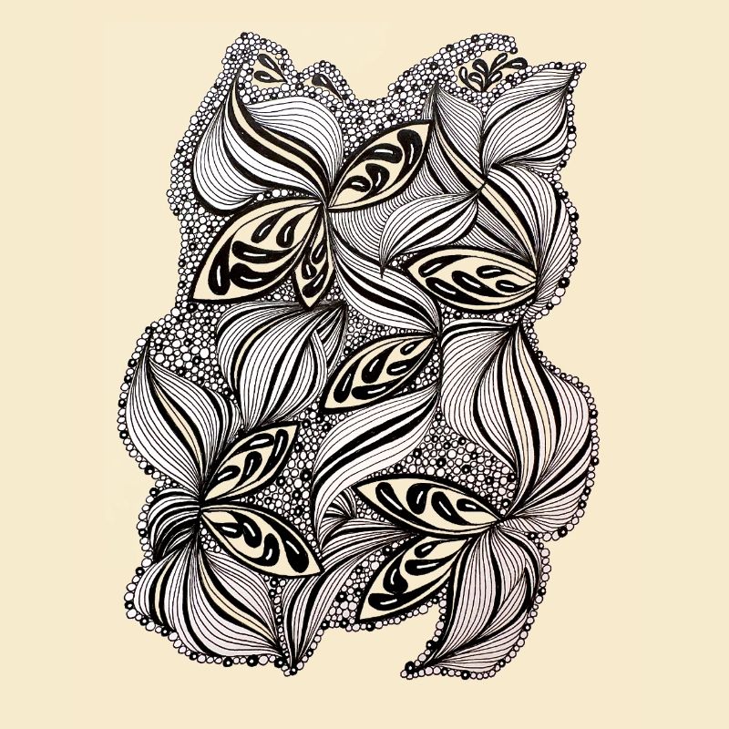 Black and white leaf pattern