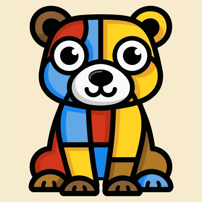 Colorful stylized image of a bear