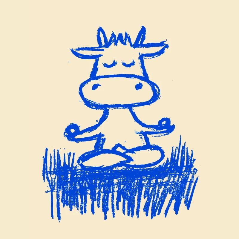 Vache zen dans la prairie