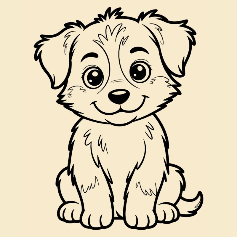 Cuddly Dog Line Drawing