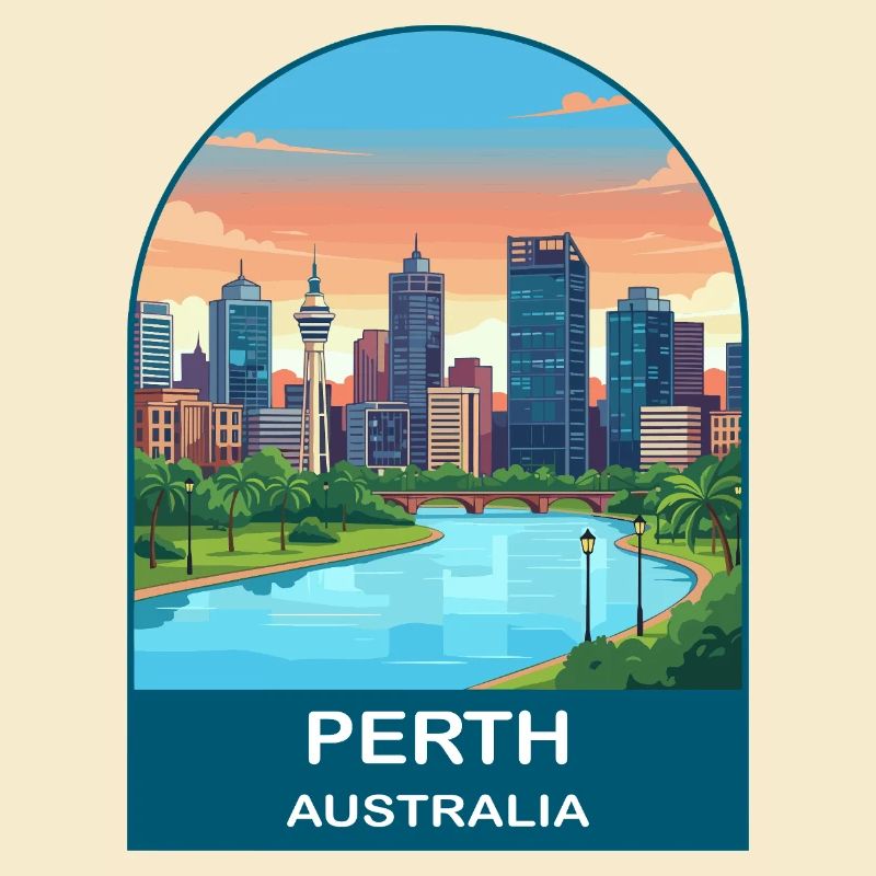 Perth, Australien Swan River Reiseplakat-Kunst