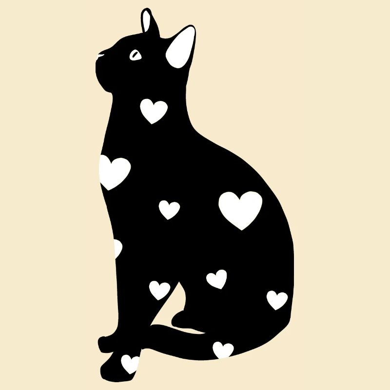 Chat noir et les cœurs