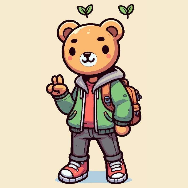 Cute teddy bear with a backpack