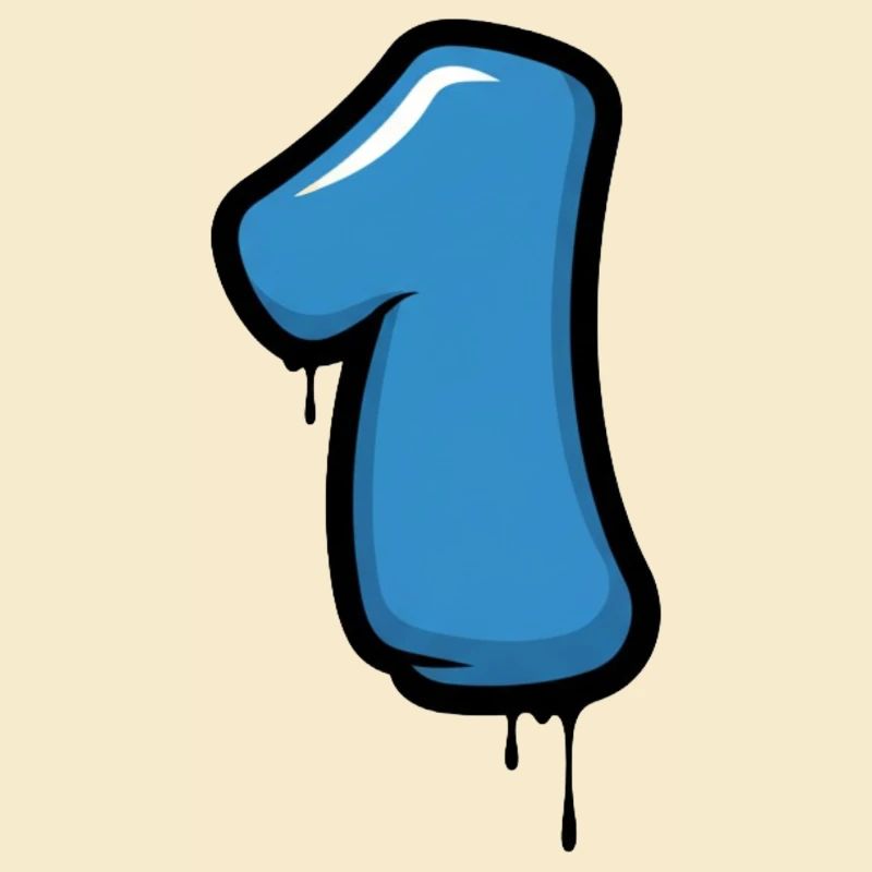 Blue number one design
