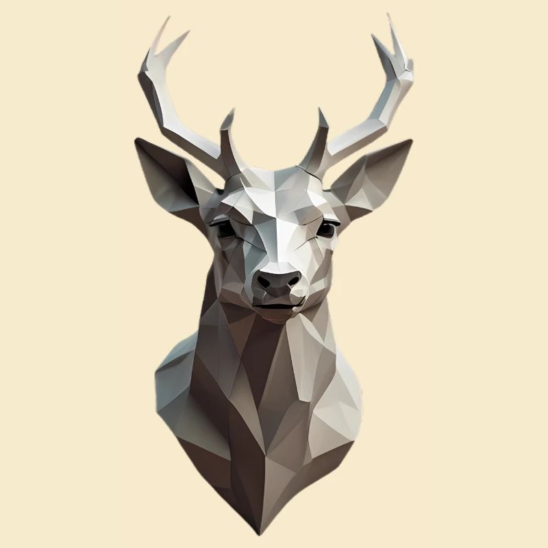 Geometric Deer Head Low-Poly