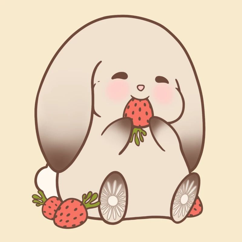 Entzückender Hase, der Erdbeeren knabbert