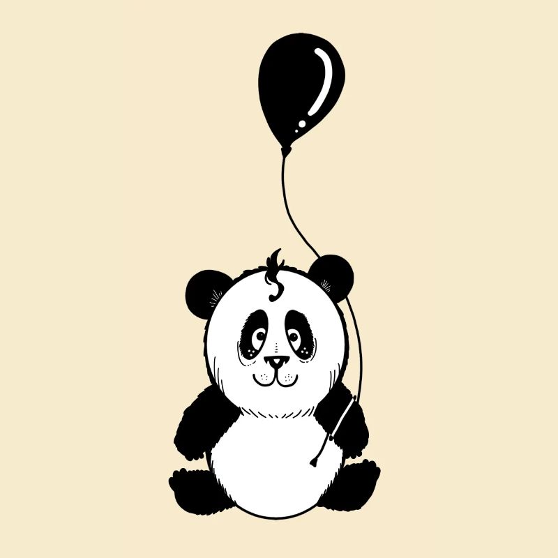 Panda mit schwarzem Luftballon