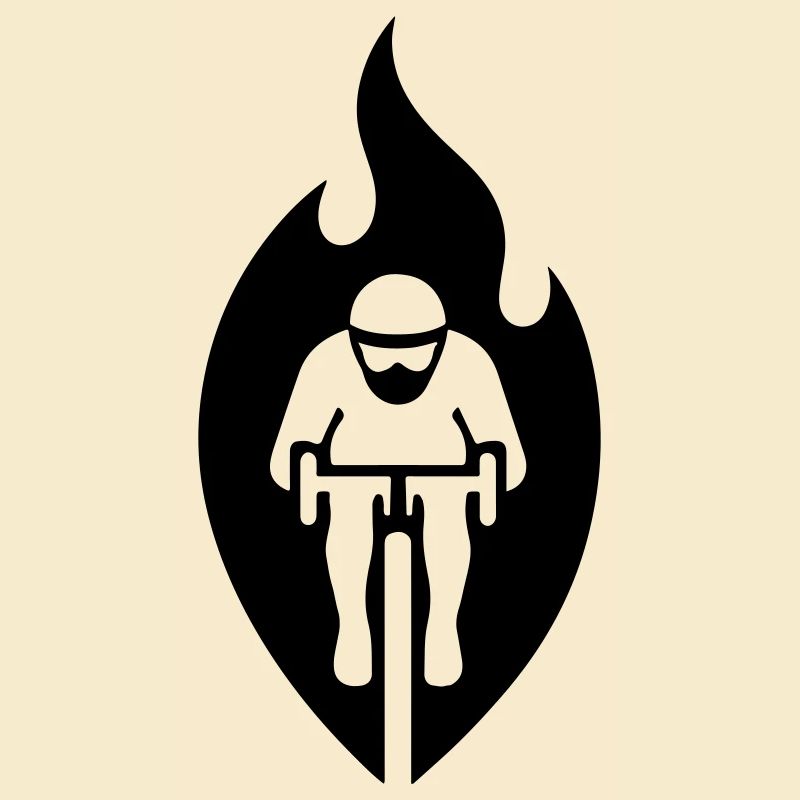 Road cyclists in flames – stylized logo