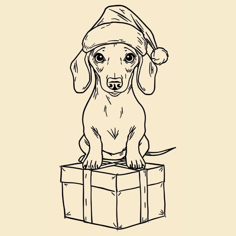 Dackel auf Geschenk – Süßes Xmas Design