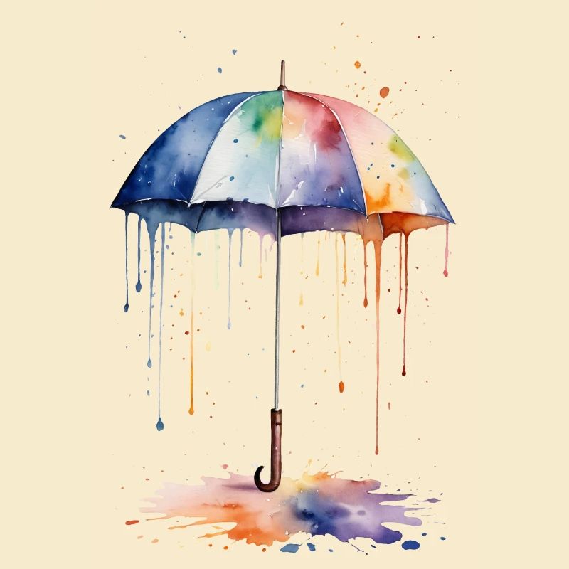 Aquarell Regenschirm blüht mit Farbe