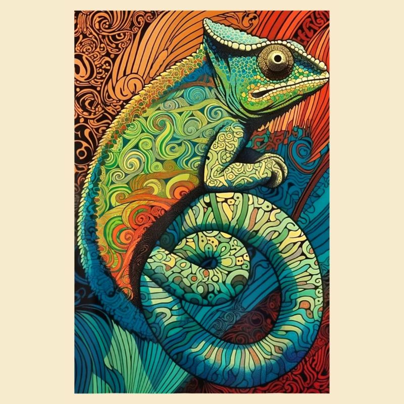 Lizard Lover Op Art Caméléon