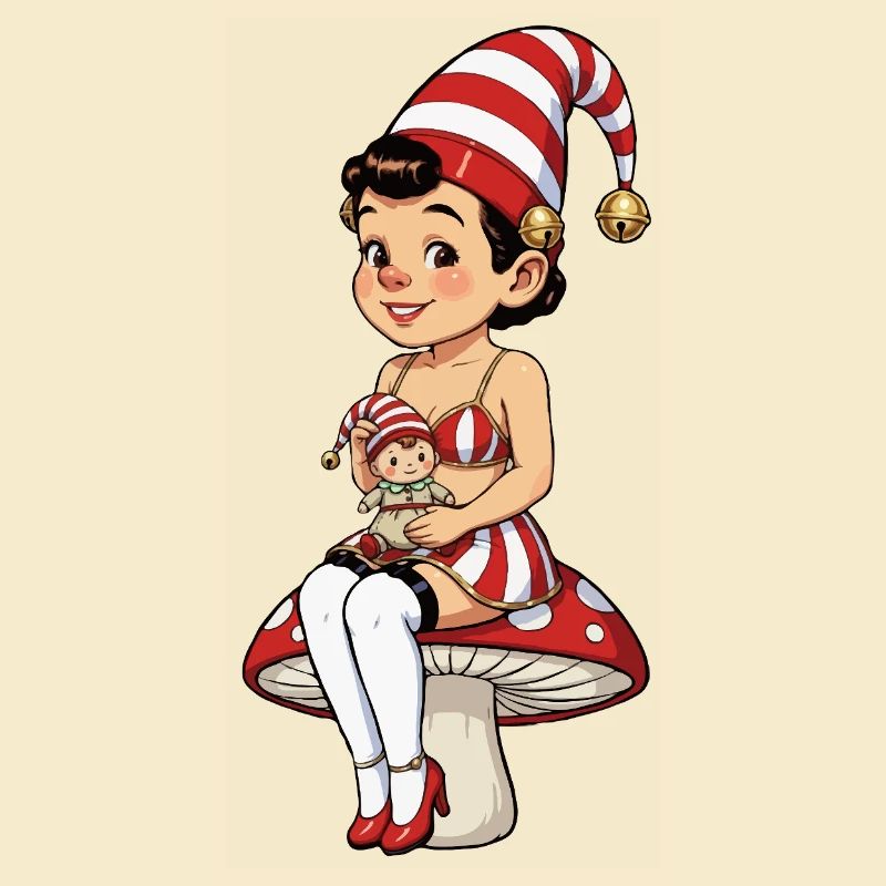 Fille lutin avec poupée bébé