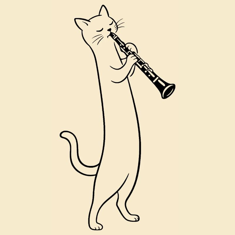 Katze spielt Klarinette