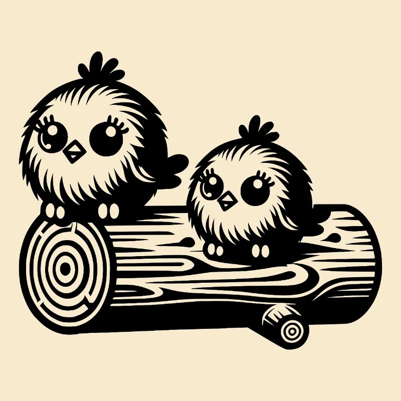 Joyeux petits oiseaux mignons dans le style de dessin animé