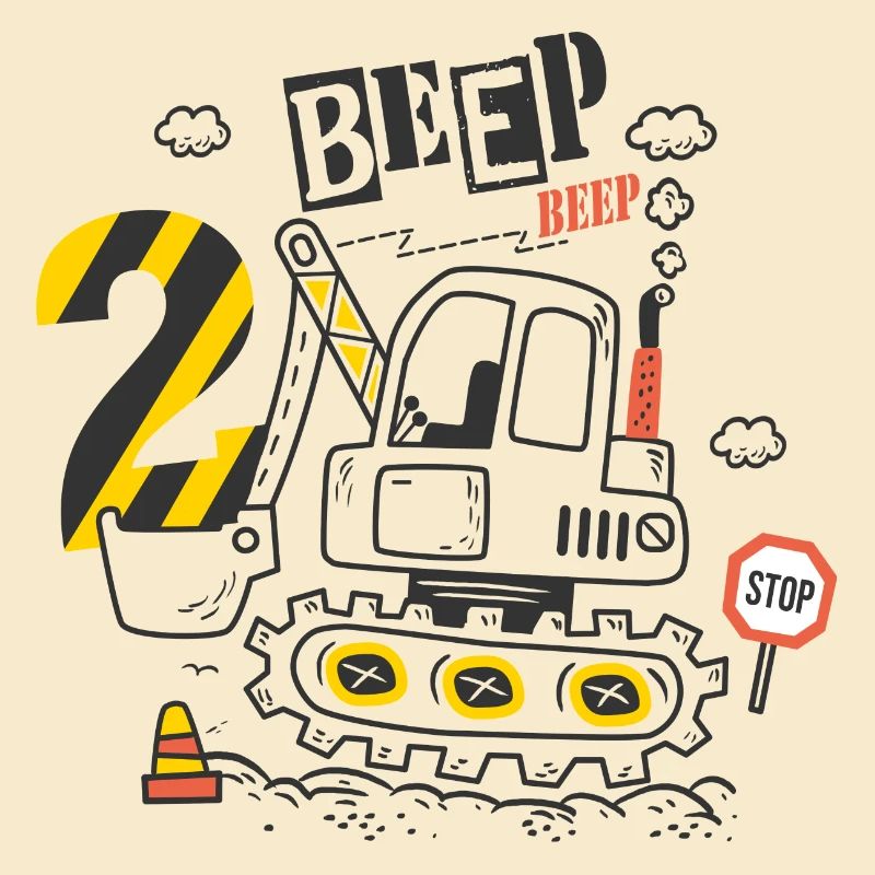 Geburtstag 2 Jahre Junge Bagger Baustelle