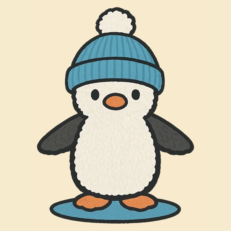Winterlicher Pinguin mit blauer Mütze – süß