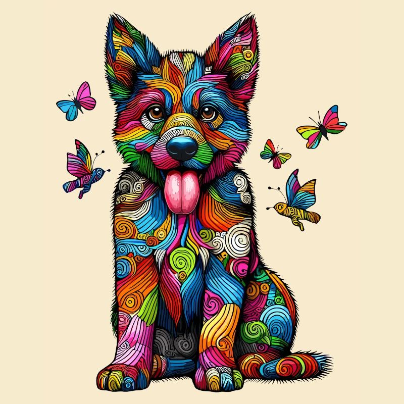 DOG COLORFUL COLORFUL RAINBOW PATTERN STRIPES