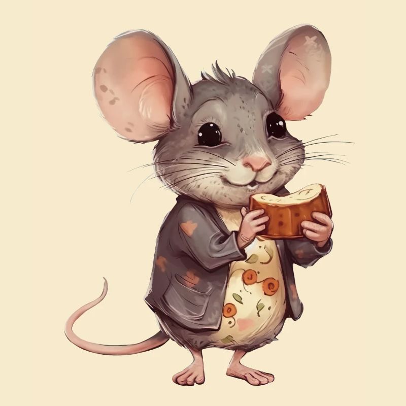 Souris heureuse avec biscuit au chocolat