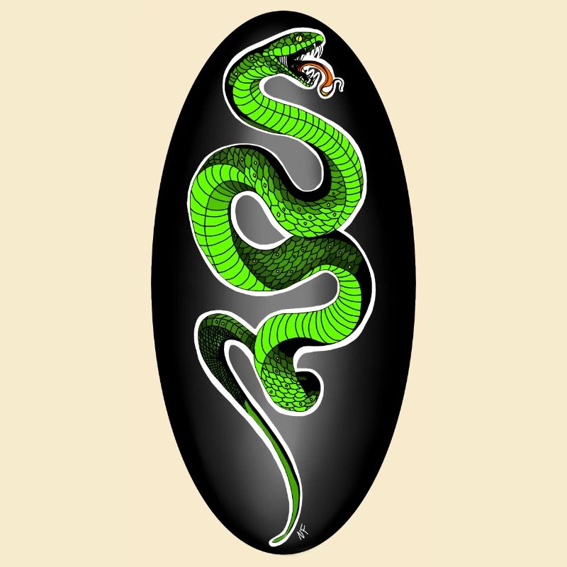 Serpent vert sur fond noir