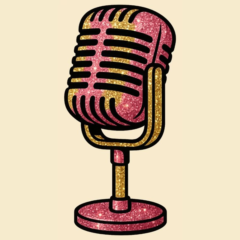 Glitter Microphone Retro Pink Gold