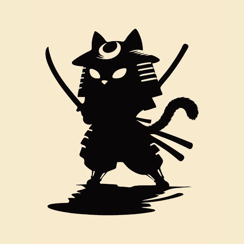 Funny Samurai Cat
