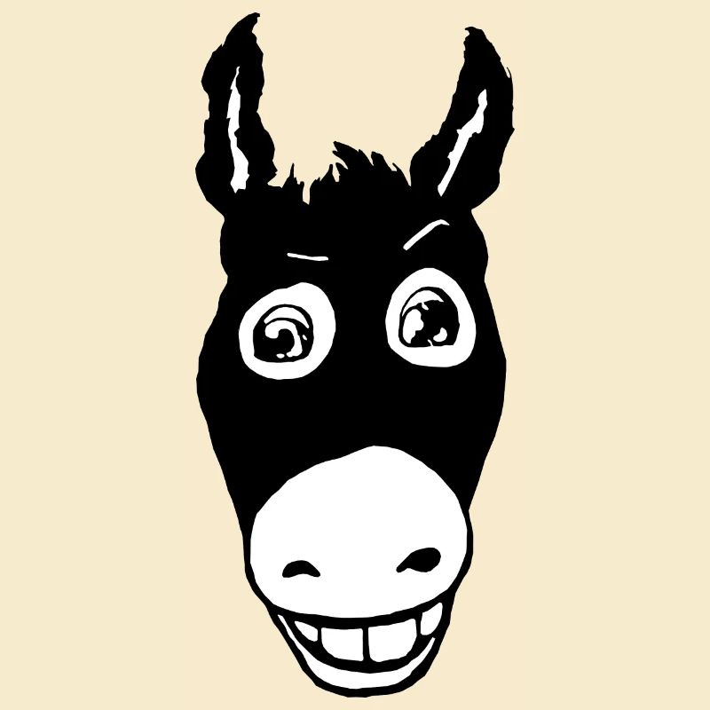 Âne noir souriant